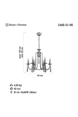 Countess 6 Chrome Chandelier 6xe14 - Swordslife