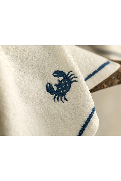 Crab Cotton Embroidered Hand Towel 30x40 Cm White