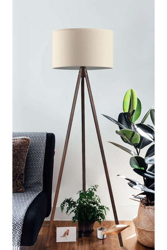 Cream Brown Mdf Floor Lamp