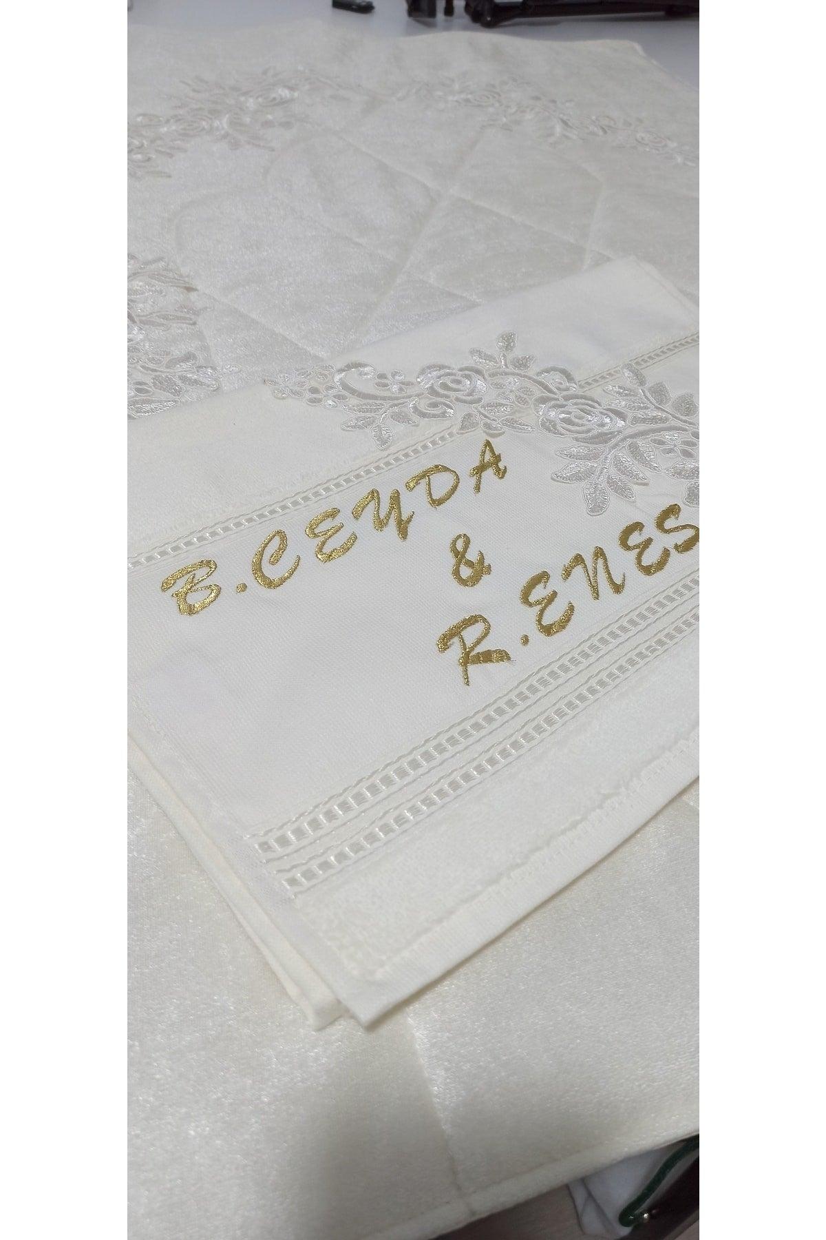 Cream Colored, Embroidered, Cotton Towel - Swordslife