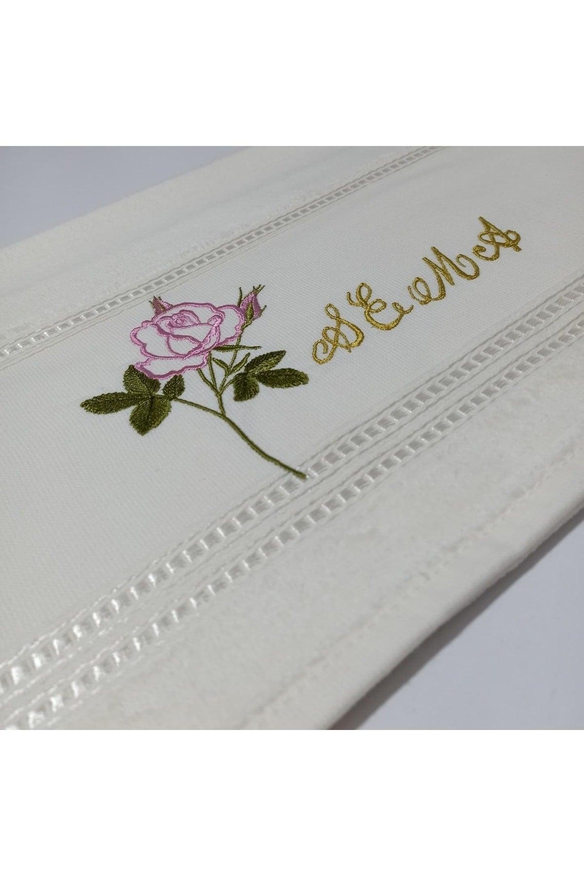 Cream Colored, Embroidered, Cotton Towel - Swordslife