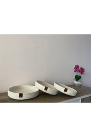 Cream Color Triple Thin Basket Set, Cotton Decorative Basket Set, Presentation Holder, Breakfast Box, Straw, Cotton Rope - Swordslife