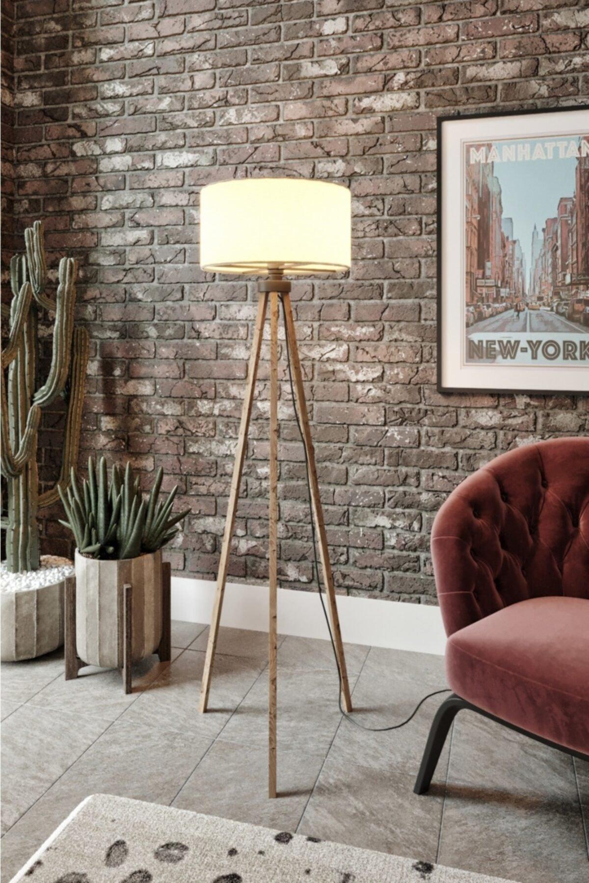 Cream Head Tumbled Leg Tripod Floor Lamp - Swordslife