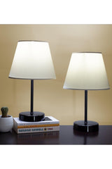 Cream Modern Double Bedroom Lampshade Black Footed Table Lamp - Swordslife