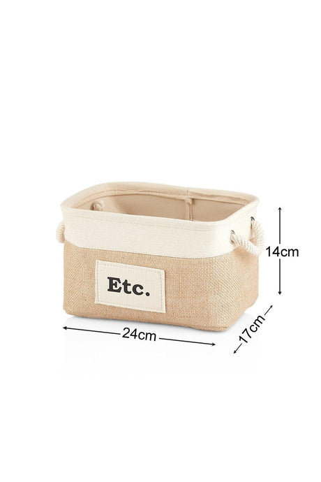 Rectangular Jute Basket With Cream Trim - Small - Swordslife