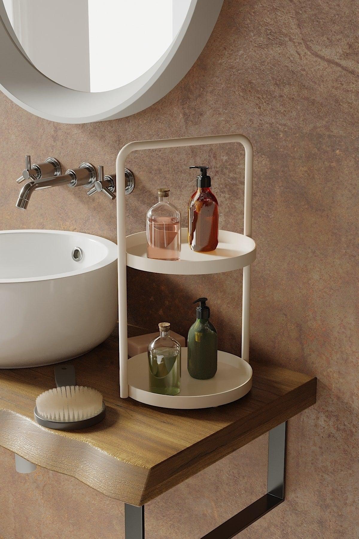 Cream Bi-Tier Round Organizer - Swordslife