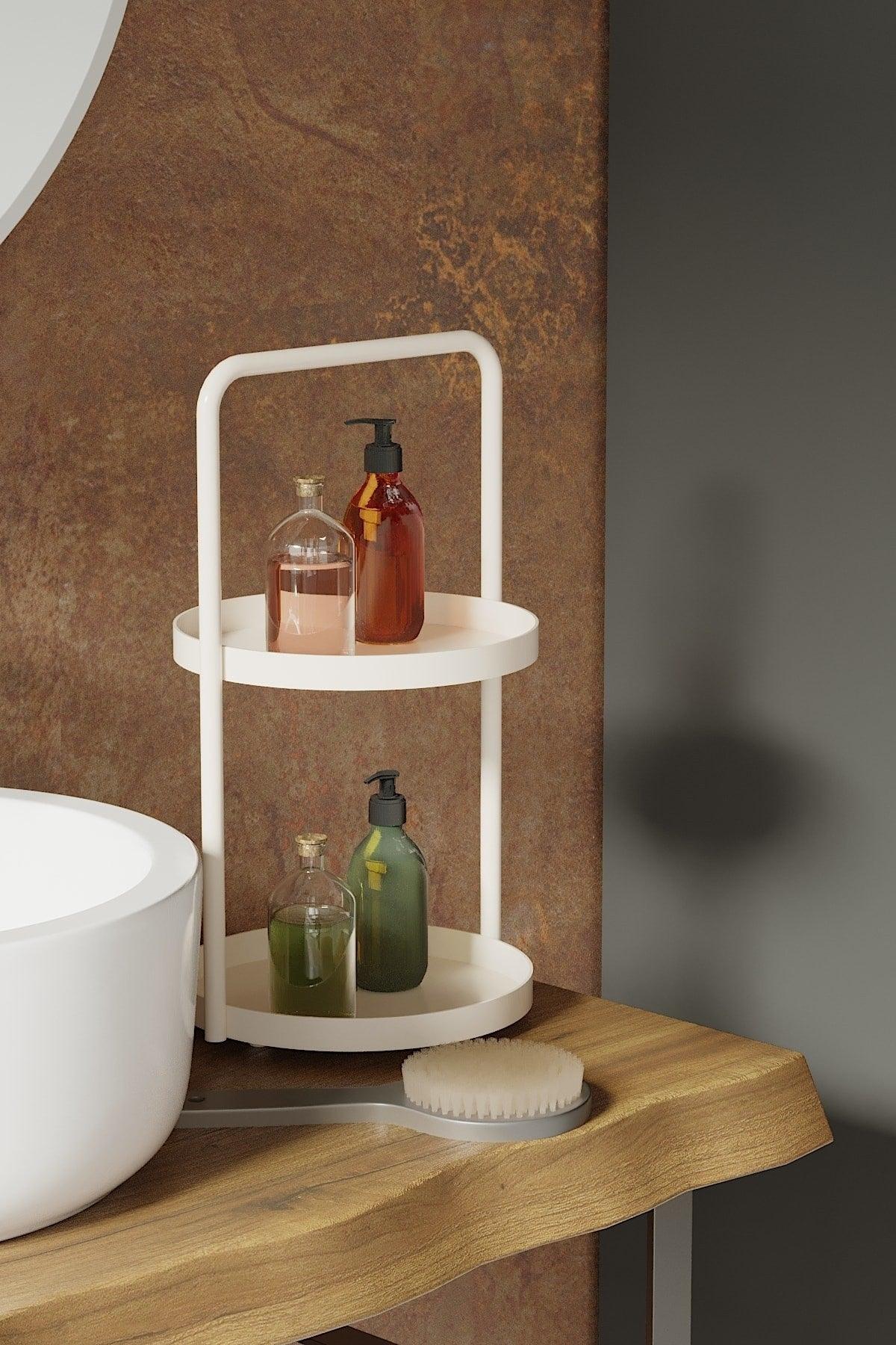 Cream Bi-Tier Round Organizer - Swordslife