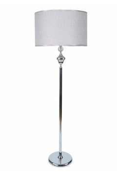 Chrome crystal stone floor lamp with conical shade