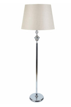 Chrome conical floor lamp with beige fabric shade