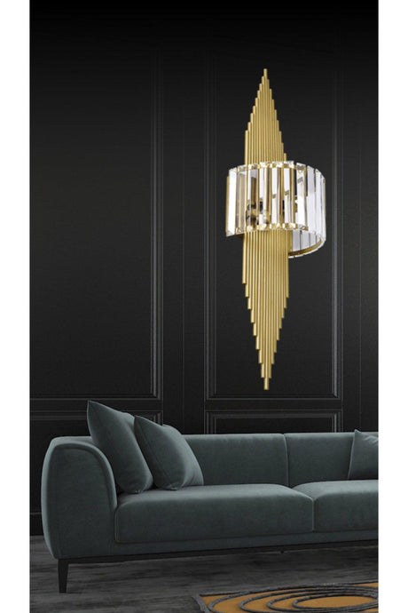 Crystal Stone Luxury Tumbled Gold Sconce - Swordslife