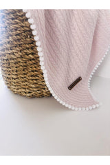 Cunda Series Knitted Pattern 100% Cotton Baby Pique Blanket Soft Pink // 110x100 Cm - Swordslife