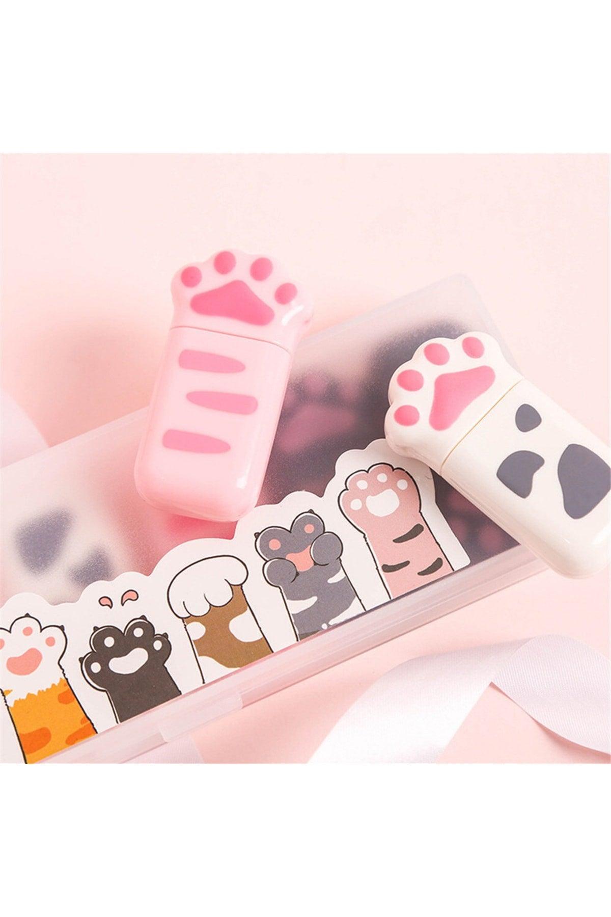 Stripe Eraser With Cute Cat Paw Design