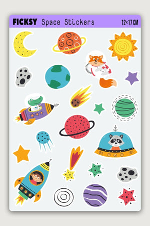 Cute Cosmic Animals Sticker Set - 22