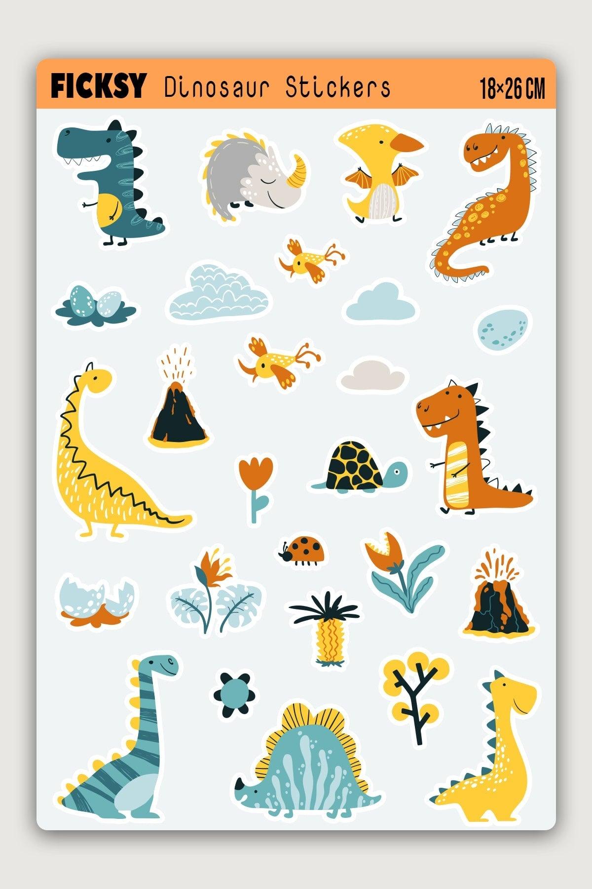 Cute Dinosaur Sticker Set - 27 Pieces Stickers