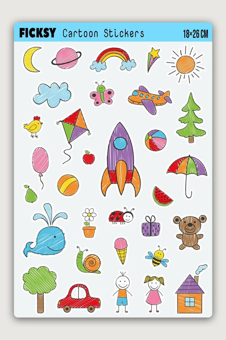 Cute Doodle Style Sticker Set - 32 Pieces