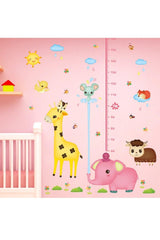 Cute Elephant Giraffe Sheep Kids Room Height Measuring Chart Wall Sticker - Swordslife