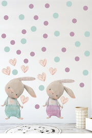 Cute Heart Rabbit Pink & Blue Jumpsuit