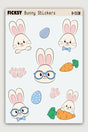 Cute Baby Rabbit Sticker Set - 10 Pieces