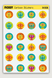 Cute Robots Sticker Set - 24 Pieces