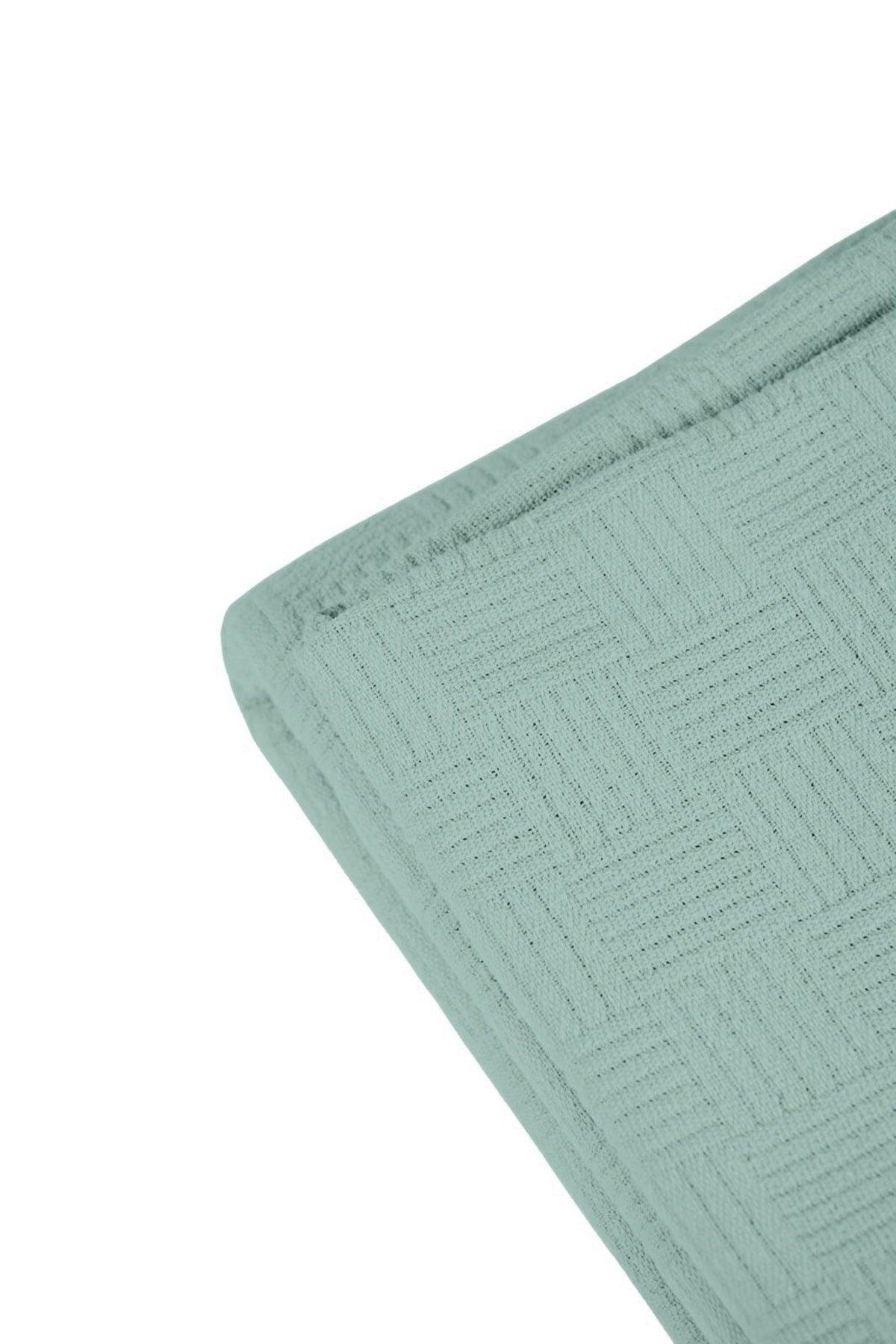 Checker Pattern Cotton Single Pique And Bedspread -Light Mint Green - Swordslife