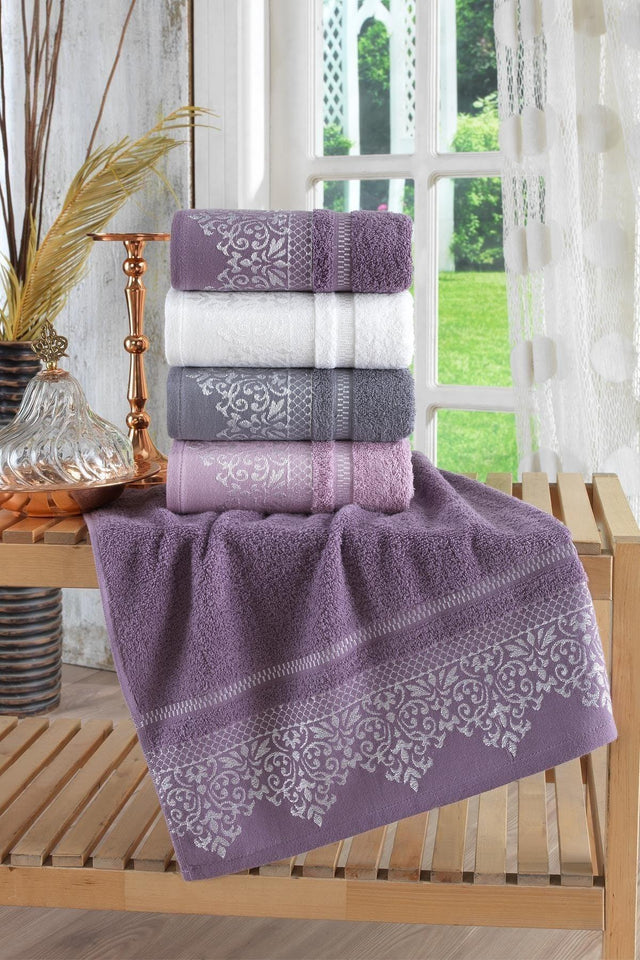 Damask Set of 4 50x90 Cm Hand & Face Towels