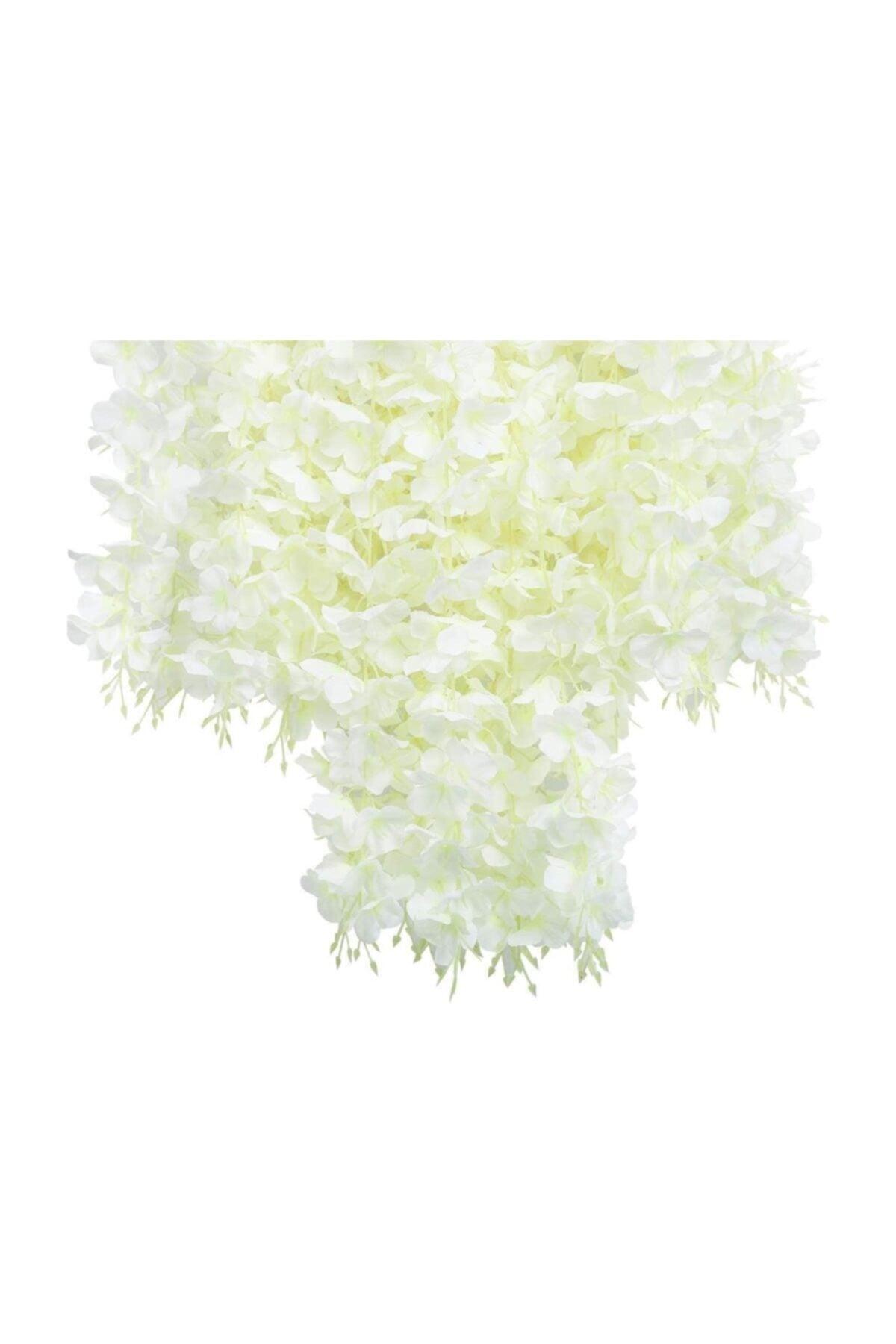 Hanging Artificial Flower Acacia White 80 Cm 12 Pieces Vineyard With 3 Dangling Branches - Swordslife
