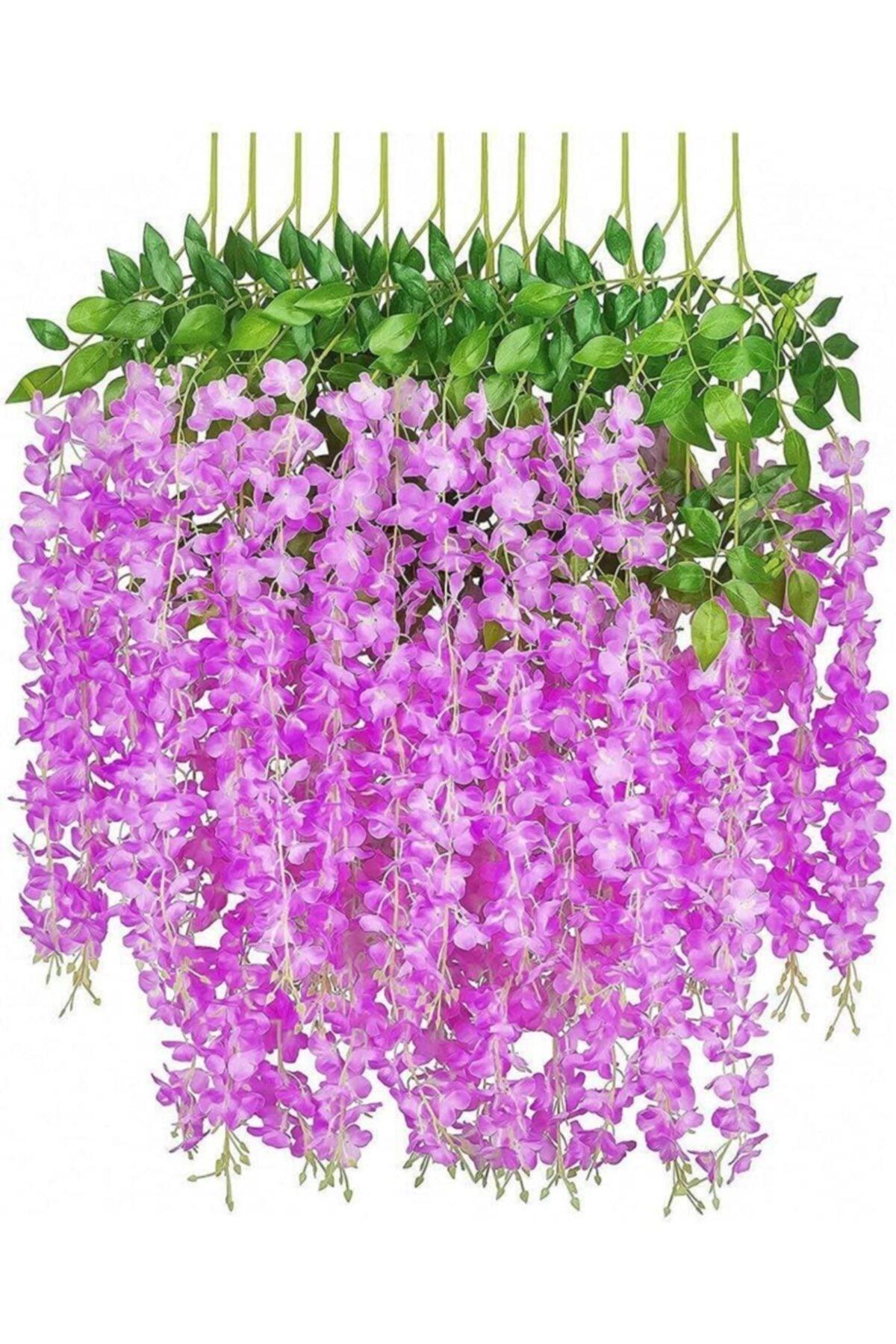 Suspended Artificial Flower Acacia Lilac 80 cm 12 Vineyards With 3 Dangling Branches - Swordslife