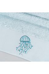 Darien Embroidered Face Towel 50x90 Cm Light Aqua - Swordslife