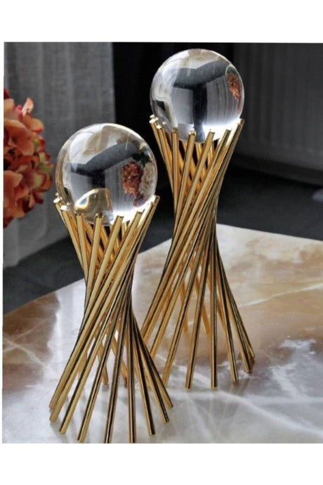 Decorative 2x Gold Twisted Cross Leg Globe / Home Office Decor - Swordslife