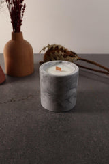 Decorative Black Marble Look Concrete Candle , Soy Wax Bamboo Wick - Swordslife