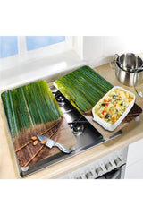 Decorative Glass Stove Protector And Cutting Board Bamboo Way 60cm X 52cm 2 Pieces, 4 Cookers - Swordslife