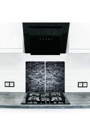 Decorative Glass Stove Protector And Cutting Board Dark Stone 60cm X 52cm 2 Pieces, 4 Cookers - Swordslife