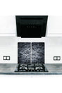 Decorative Glass Stove Protector And Cutting Board Dark Stone 60cm X 52cm 2 Pieces, 4 Cookers - Swordslife