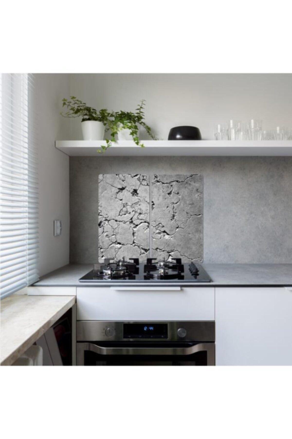 Decorative Glass Stove Protector And Cutting Board Gray Stone 60cm X 52cm 2 Pieces, 4 Cookers - Swordslife