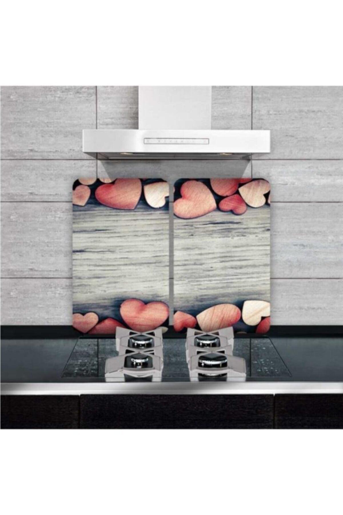 Decorative Glass Stove Protector And Cutting Board Textured Hearts 60cm X 52cm 2 Pieces, 4 Cookers - Swordslife