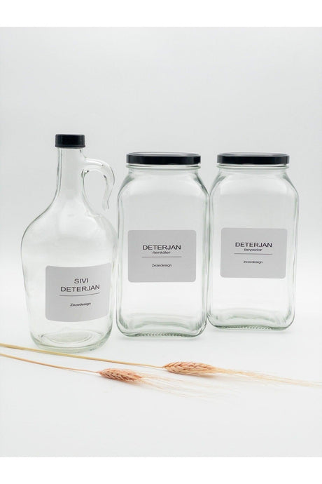Decorative Glass Jar 3lt(detergent Whites-colored / Liquid Detergent Bottle Black Lid) - Swordslife