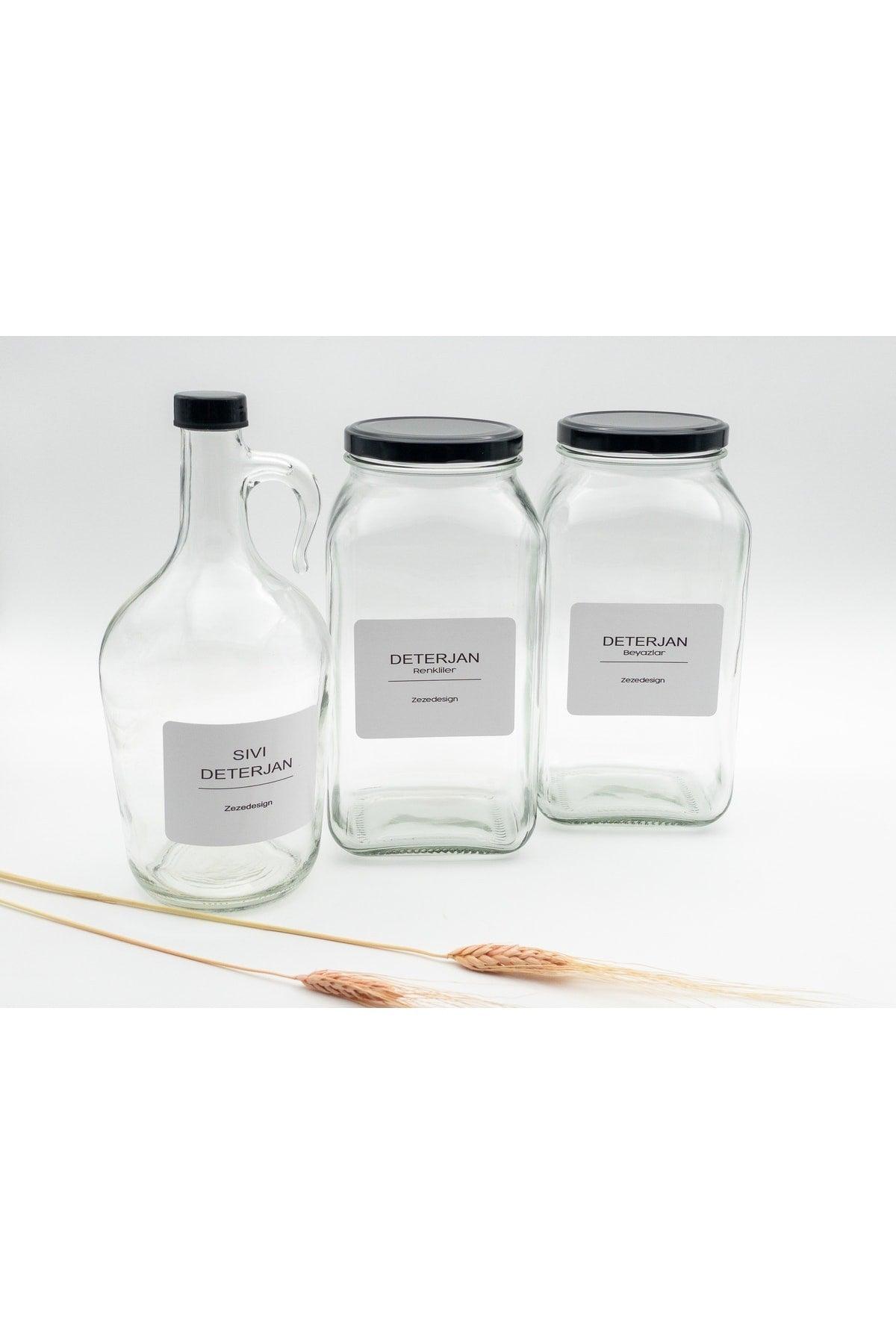 Decorative Glass Jar 3lt(detergent Whites-colored / Liquid Detergent Bottle Black Lid) - Swordslife