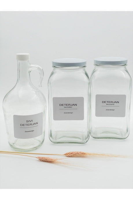 Decorative Glass Jar 3lt(detergent Whites-colored / Liquid Detergent Bottle White Lid) - Swordslife