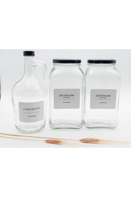 Decorative Glass Jar 3lt(detergent Whites-colours / Softener Bottle Black Lid) - Swordslife