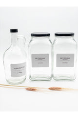 Decorative Glass Jar 3lt(detergent Whites-colours / Softener Bottle Black Lid) - Swordslife