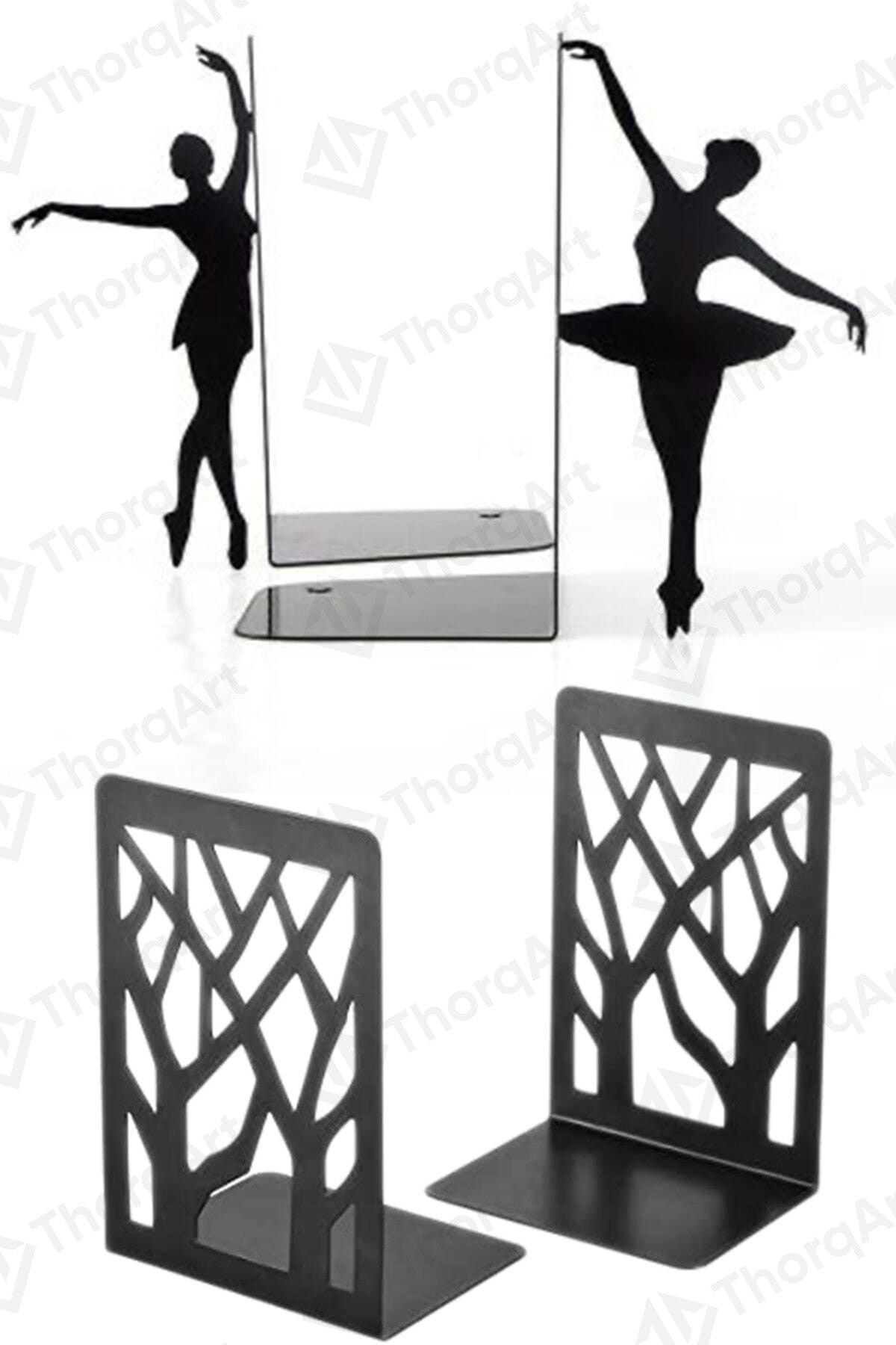 Decorative Metal Book Holder Set of 2 Ballerina And Tree Figured Book Support - Swordslife