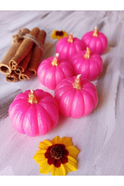 Decorative Mini Pink Pumpkin Candle 6 Pieces Size