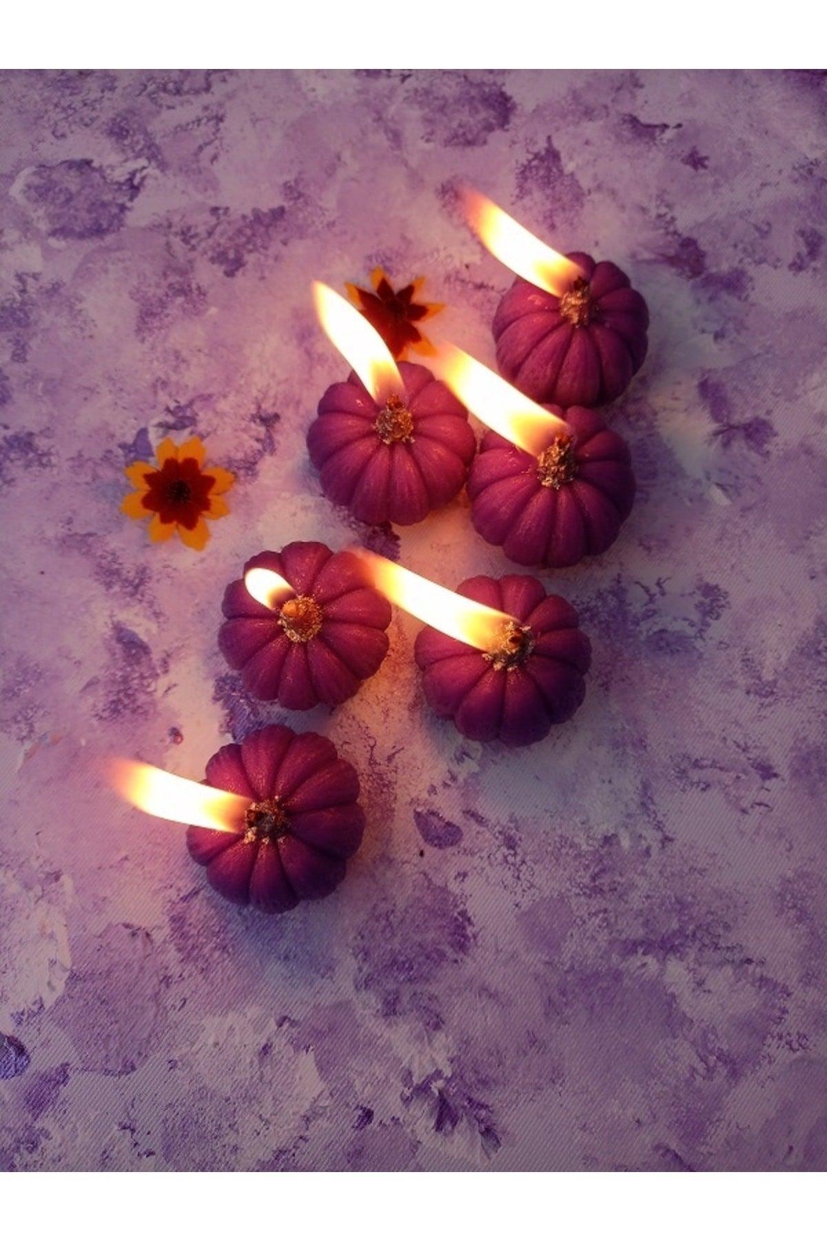 Decorative Mini Purple Pumpkin Set Candle 6 Pieces (4cm X 3cm) - Swordslife