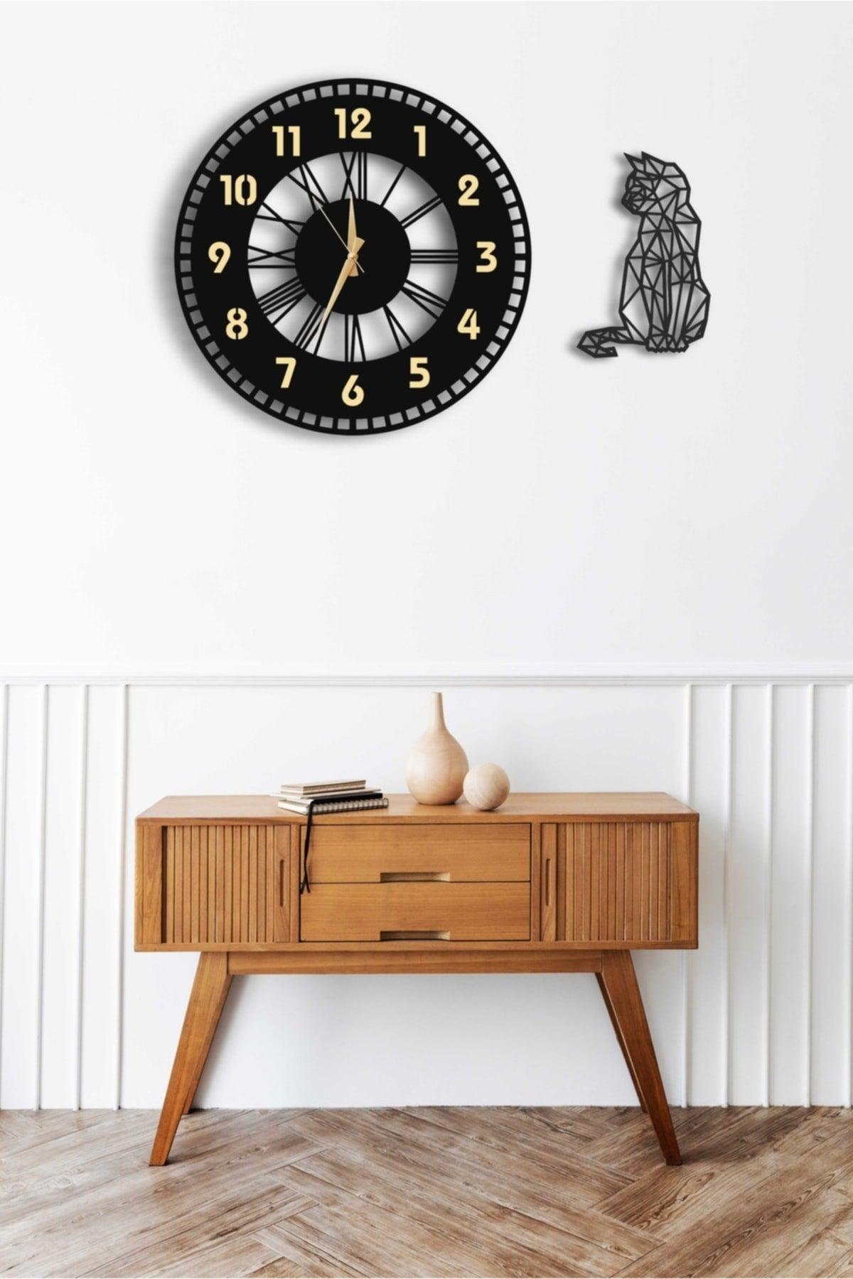 Decorative Mirrored Wall Clock 50x50cm + Cat Table - Swordslife