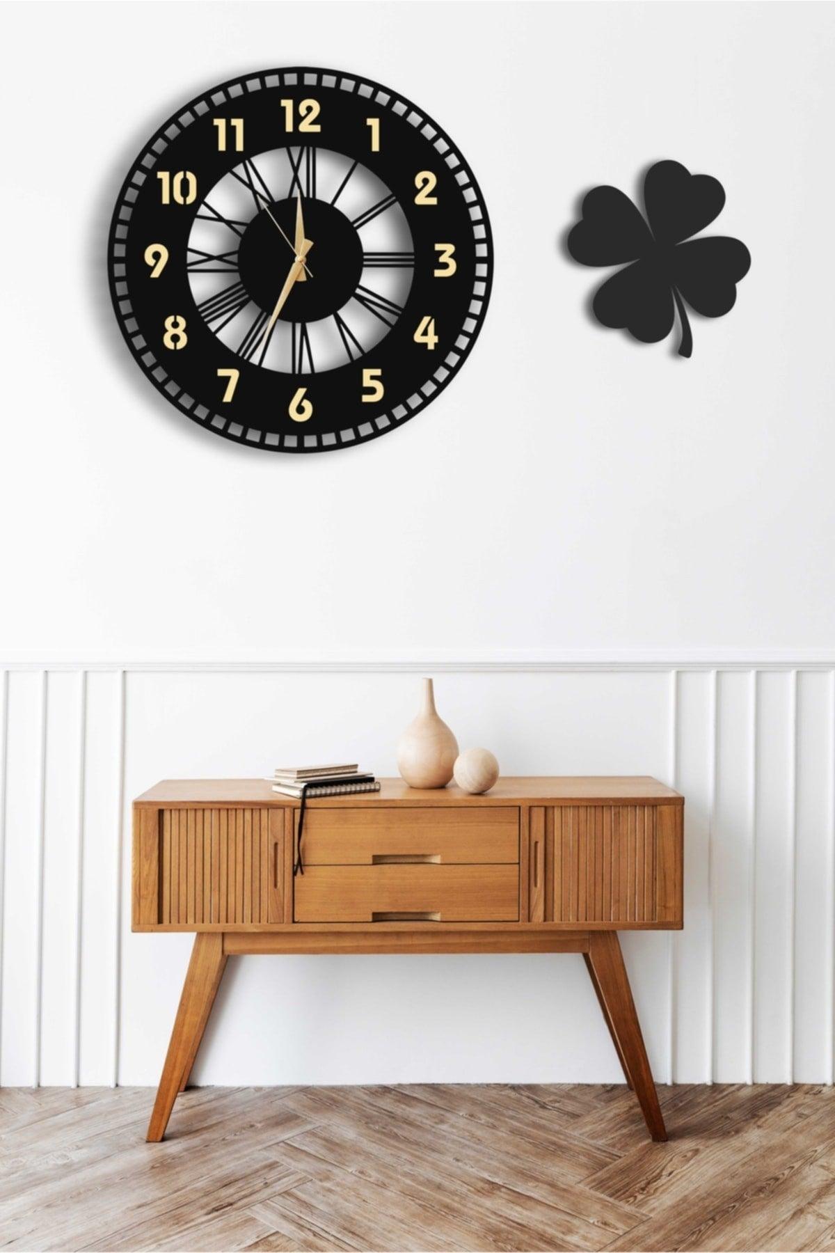 Decorative Mirrored Wall Clock 50x50cm + Clover Table - Swordslife