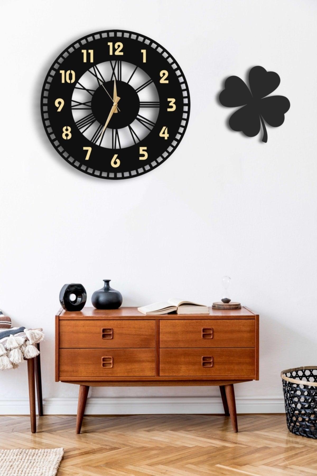 Decorative Mirrored Wall Clock 50x50cm + Clover Table - Swordslife