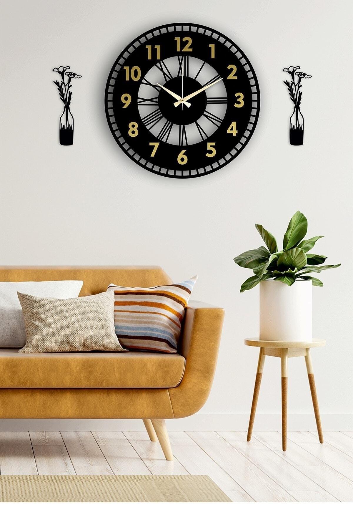 Decorative Mirrored Wall Clock + Vase Painting - Swordslife