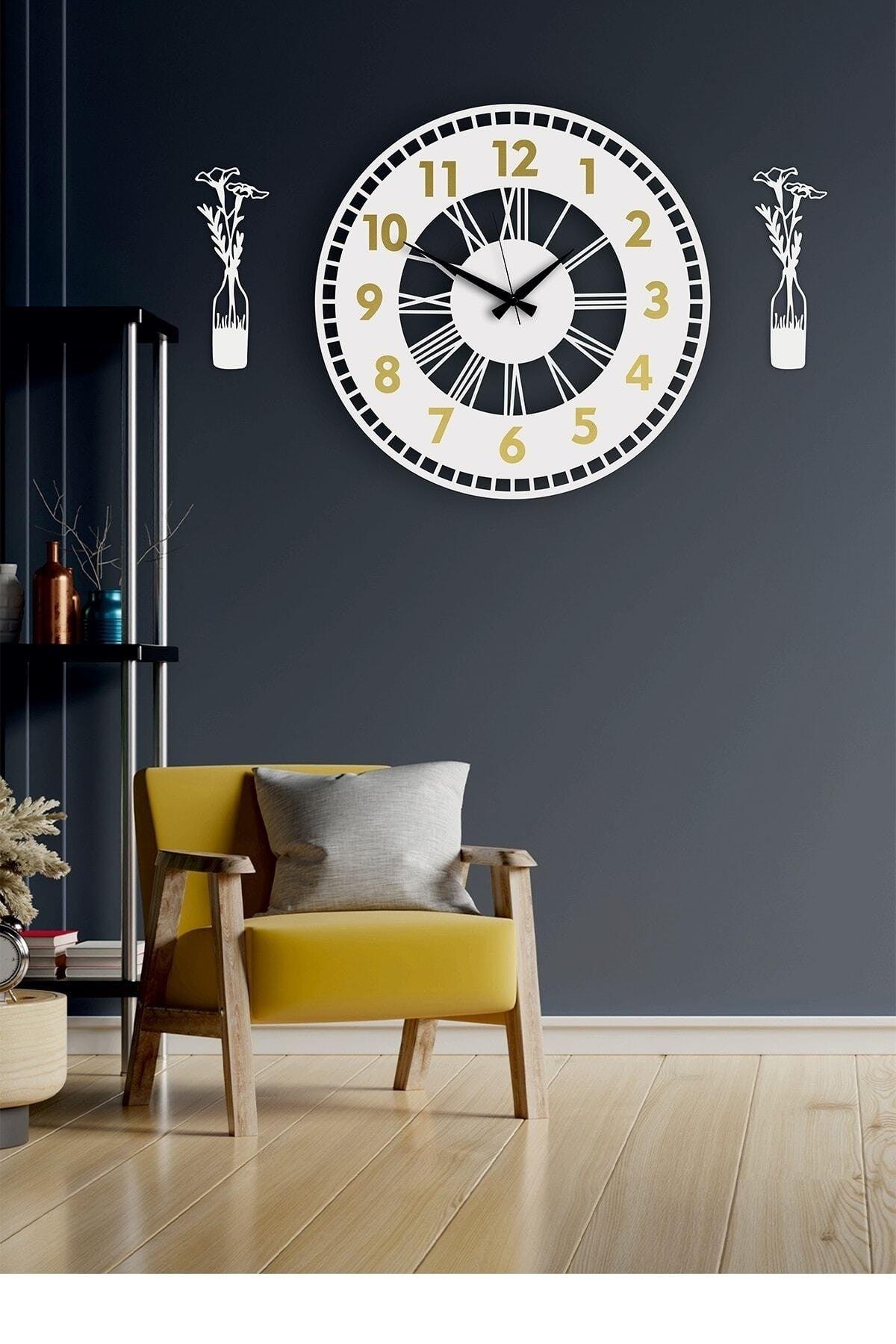 Decorative Mirrored Wall Clock + Vase Painting - Swordslife