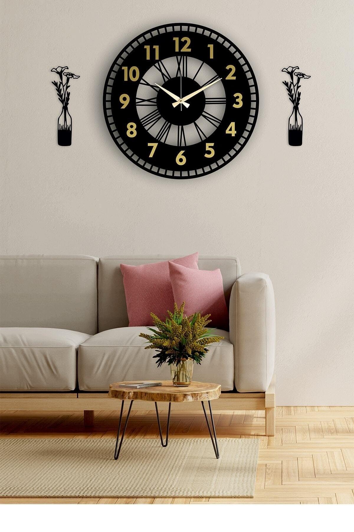 Decorative Mirrored Wall Clock + Vase Painting - Swordslife