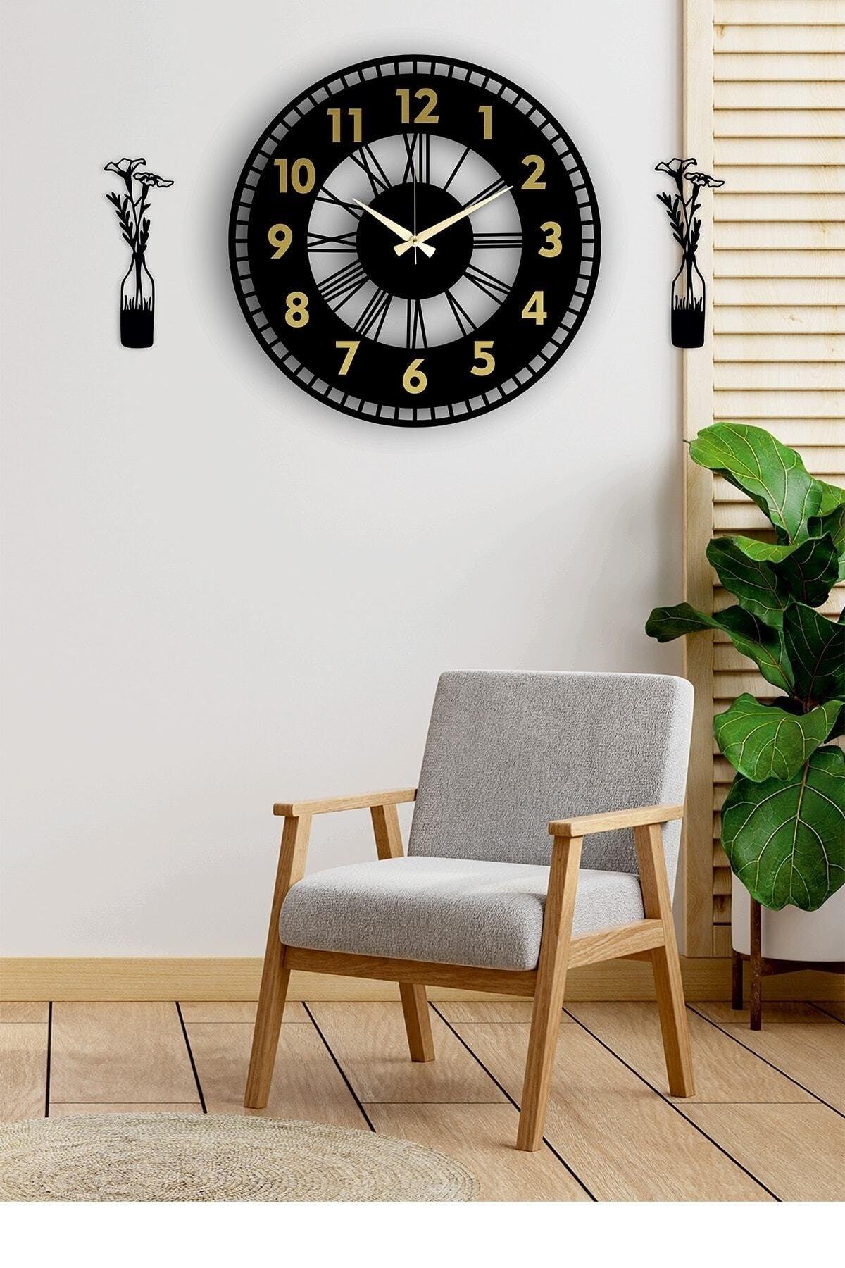 Decorative Mirrored Wall Clock + Vase Painting - Swordslife